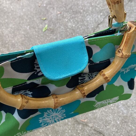 Estee Lauder Tropical Floral Tote Promotional Bag with Bamboo Handles - Picture 10 of 13